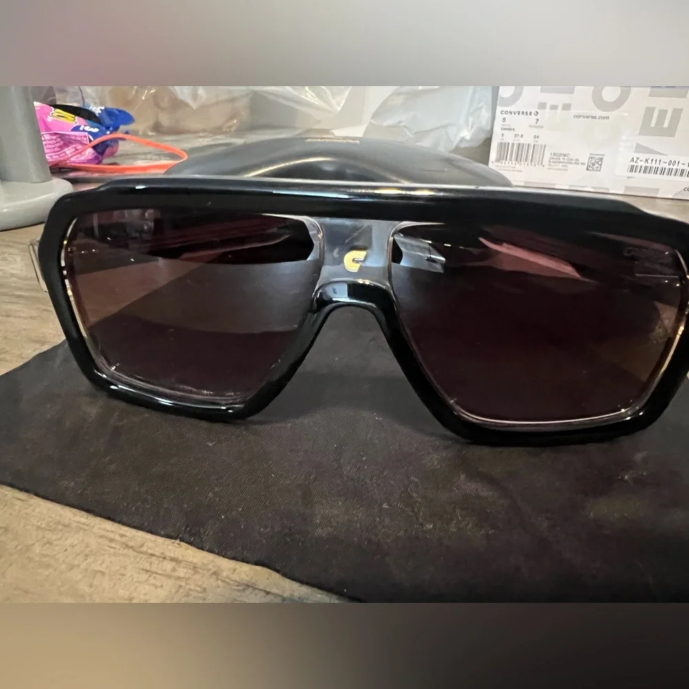 Carrera Black Frame Sunglasses with Gold Details